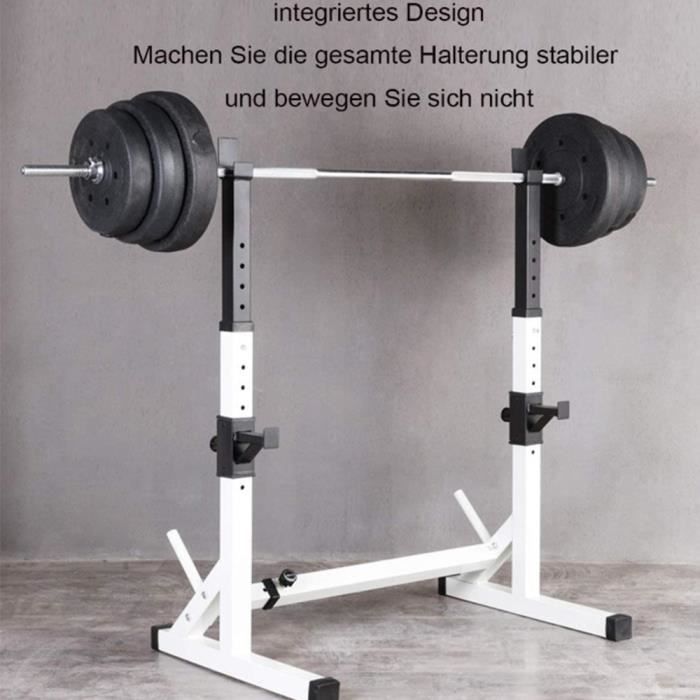 Cage de Squat Support de Squat Multifonctionnel Monobloc Réglable NOIR BLANC Charge Max.200kg
