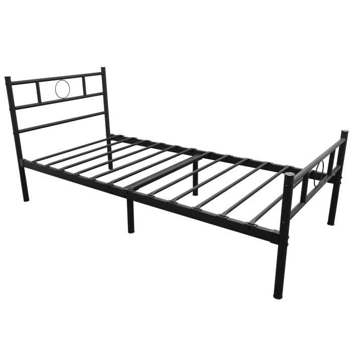 LAIZERE% Lit en Fer Forgé NOIR Style Contemporain Pour enfant et Adulte - en Forme de Rond