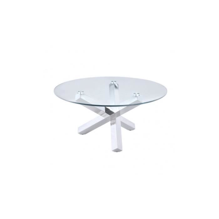 Table basse plateau rond et pieds chromés NORWICH