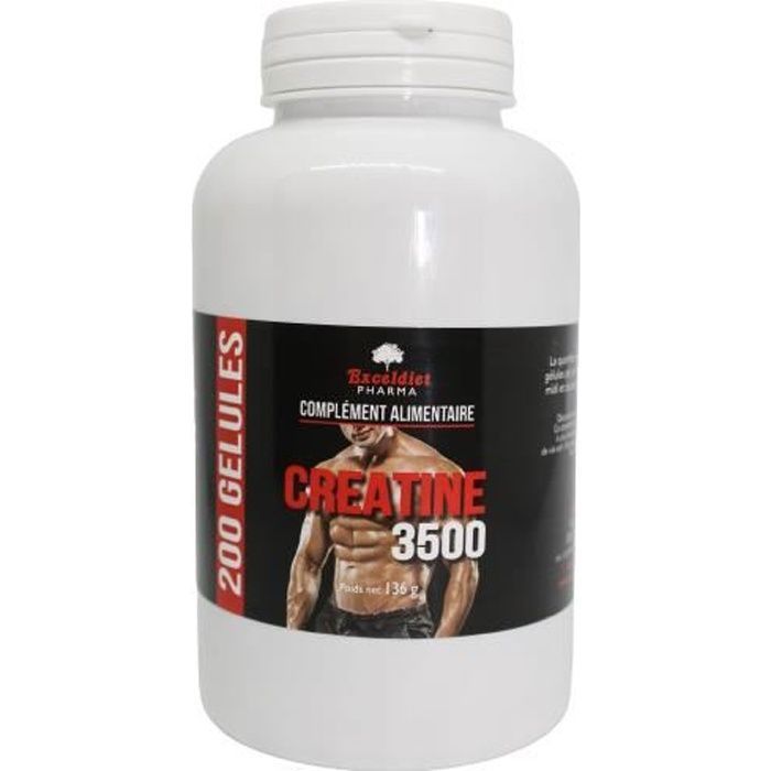 CREATINE 3500 - 200 Gélules HPMC - Prise de Masse Musculation - Fabriqué en France