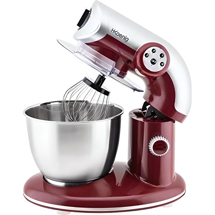 H.Koenig - H.Koenig Robot Pétrin Professionnel Multifonctions KM80, 5.5L Rouge Puissant 1000W, Robot Cuisine Pâtissier Pétrin 4