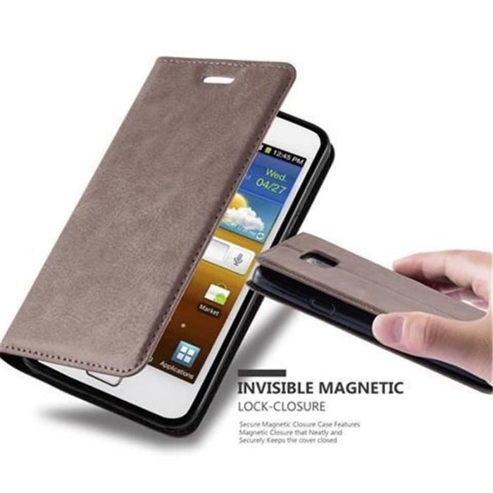Cadorabo Coque Samsung Galaxy S2 / S2 PLUS FERMETURE MAGNÉTIQUE INVISIBLE Housse Etui Case Cover supporte Stand fente carte