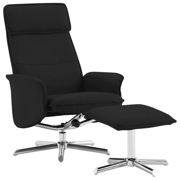 Fauteuil relax inclinable style contemporain confort Fauteuil TV - avec repose-pied Noir Similicuir