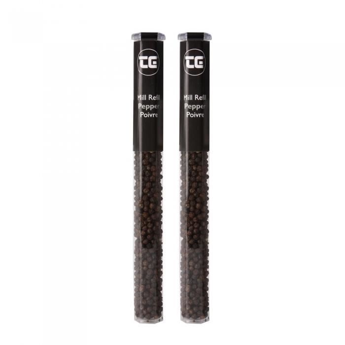 T&G WOODWARE - TUBE DE POIVRE NOIR EN GRAINS POUR MOULIN (45G NET) (LOT DE 2) NEURE NEUTRE