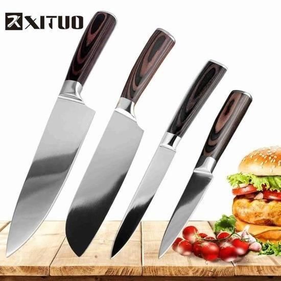 Tongcart Ensemble De Couteaux De Cuisine Xituo Couteau De Cuisine Japonais Santoku En Acier Inoxydable Couteau De Chef Ensemble De C