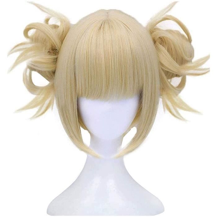 My Hero Academia Himiko Toga perruque de Cosplay Anime courte blonde avec 2 pains à pince détachables