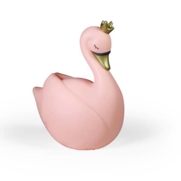 DAME BLANCHE-Veilleuse LED Cygne H18cm Rose Atelier Pierre Ø 18cm / H 22cm