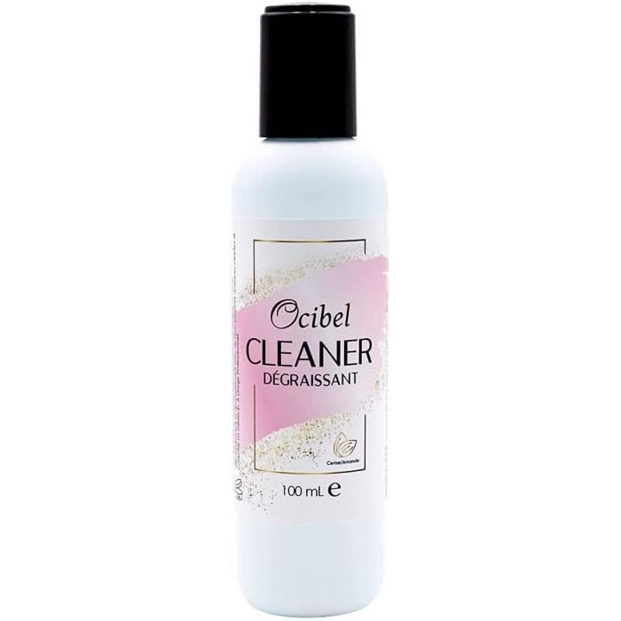 Ocibel - Cleaner Dégraissant Ongles Gel UV Parfum Cerise-Amande - 100 ml - Manucure, Faux Ongles et Nail Art
