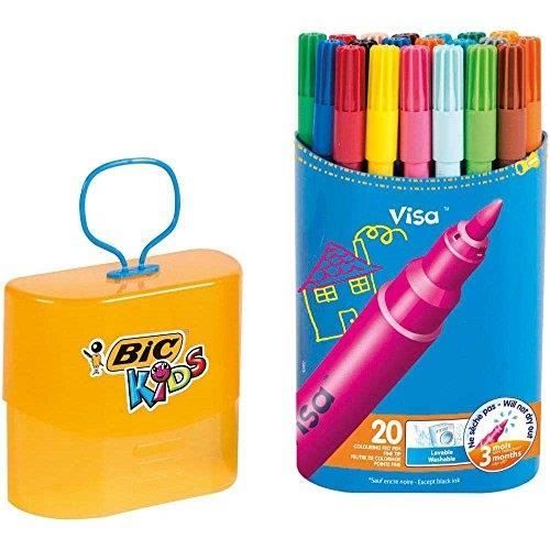 BIC Etui de 20 feutres de coloriage Kids Visa packaging durable