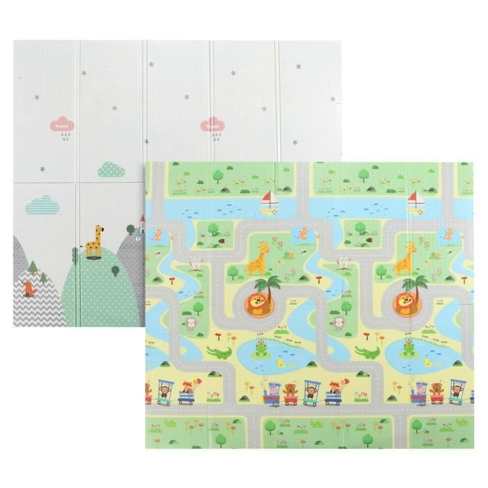 Tapis de Jeu Bébé, Tapis d'eveil Pliable Antidérapant, Extra Grand & Doux Tapisde Jeu mousse, Résistant à l'eau 200x180cm