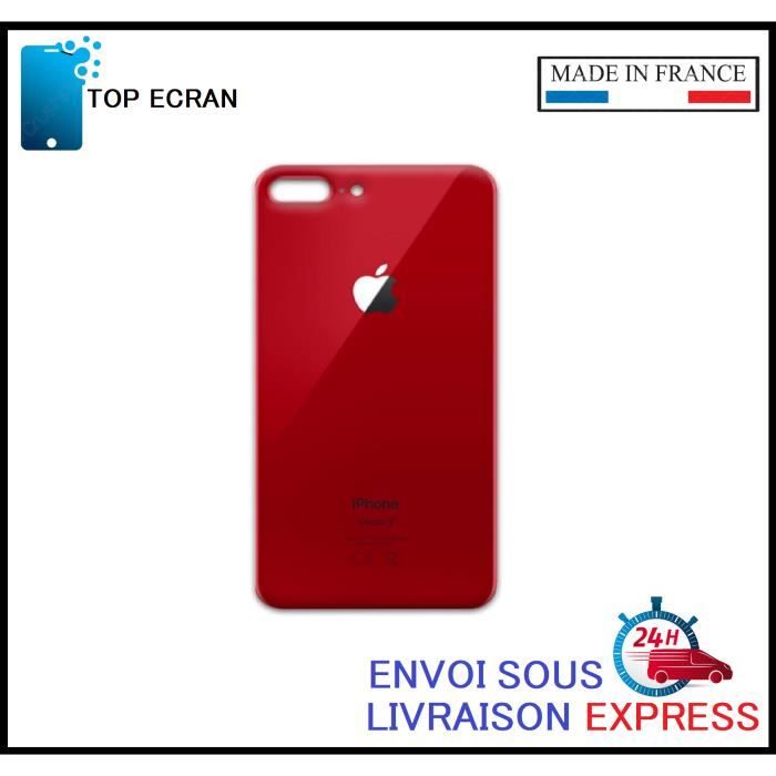 Vitre arrière pour Iphone 8+ 8 plus ROUGE avec LOGO et Adhesif
