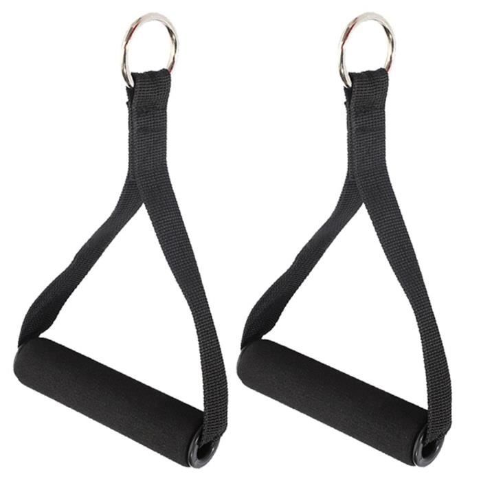 Poignées de Résistance en Mousse/Nylon Corde de Traction Poignée de Tirage Musculation Accessoire pour Machine Smith ou noir pur