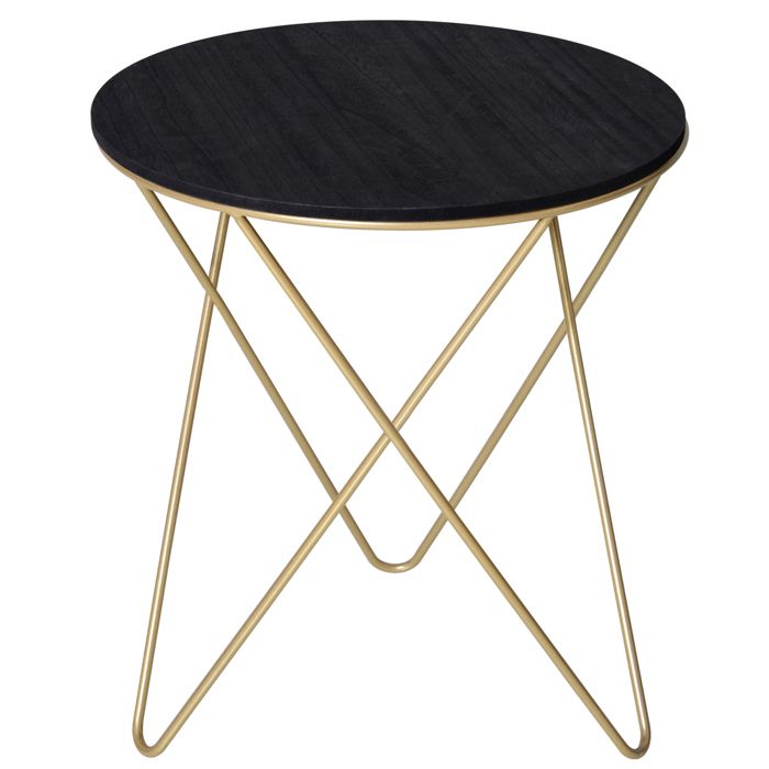 Table basse ronde design style art déco Ø 43 x 48H cm MDF noir métal doré 43x43x48cm Noir