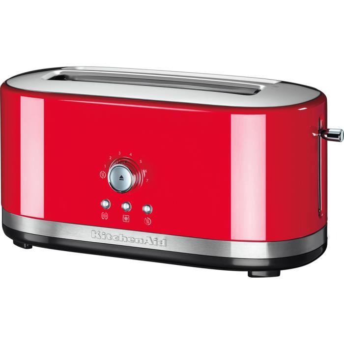 grille pain avec 2 fentes longues 1800W rouge empire argent