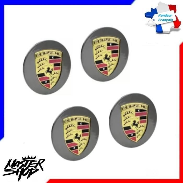Lot de 4 cache moyeu porsche gris foncé 65mm - MasterShop®