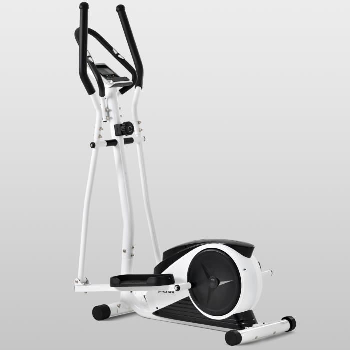 Merax Vélo elliptique magnétique, Volant d'inertie de 10 kg, 8 niveaux de résistance, Écran LCD, Capteur de fréquence cardio, 120kg