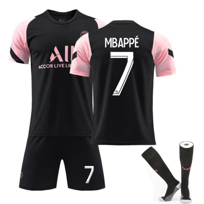 Maillot de Football 2122 Collection de Paris-Mbappé 7 Tenue de Training Noir Tenue + Chaussette Dri-FIT Respirant pour Adulte