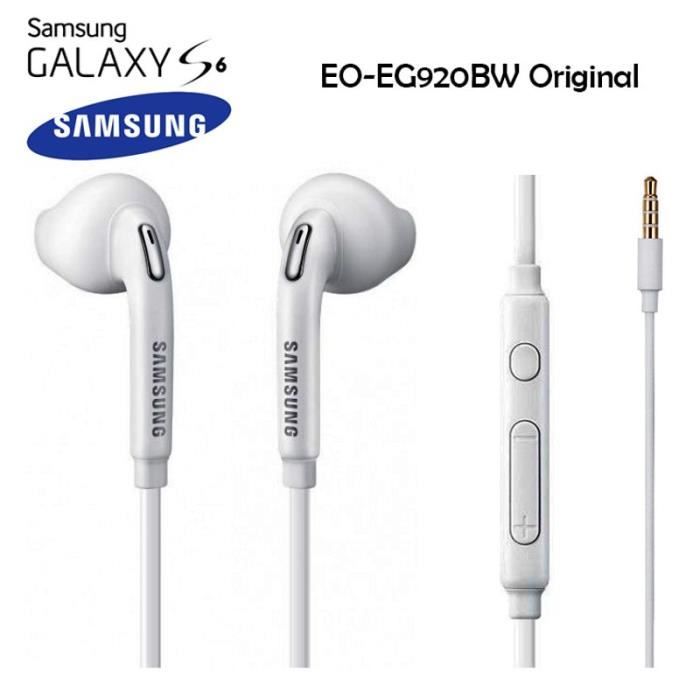 Origine mains libres Samsung Galaxy S6, S6 Edge, A6, S5, S4 .., Blanc EO-EG920BW (GH59-14338A)