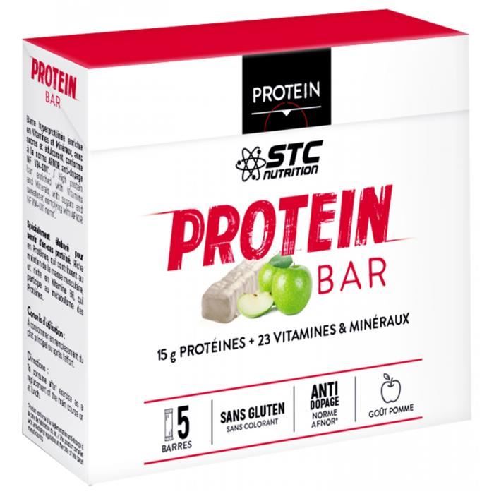 Fort et Musclé-STC Nutrition Barres Protéinées Goût Pomme 5 Barres x 45 g