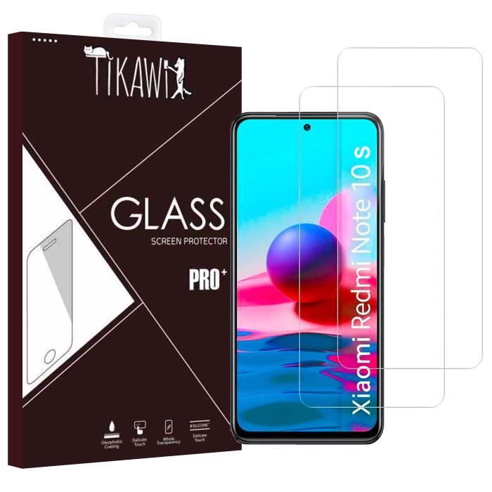 Tikawi x2 Verre trempé 9H Xiaomi Redmi Note 10S (6,43-) Protecteur Ecran Haute résistance - [Anti-traces] - Film de protection
