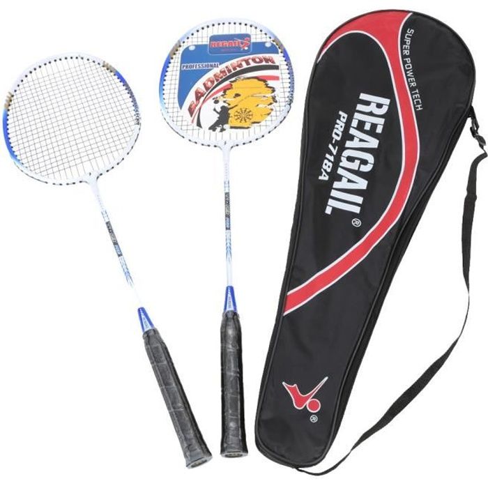 Lixada 1 paire Raquette de Badminton de Formation avec Sac Equipement de Sport Durable Léger en Alliage d'Aluminium
