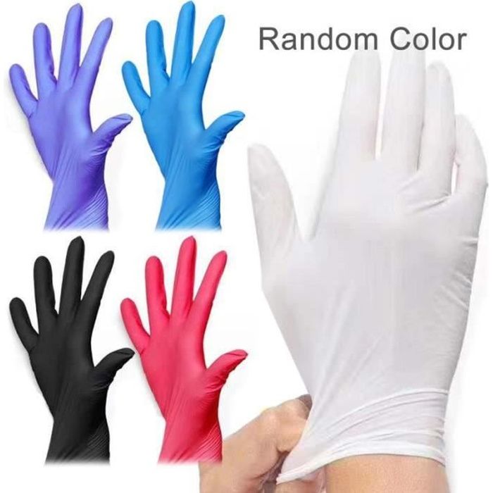 BIR20399-Gants Nitrile Jetables Non Poudrés (100 pièces), Convient pour Aliments, Dermophile et Bien Tolérée - M - Couleurs alé