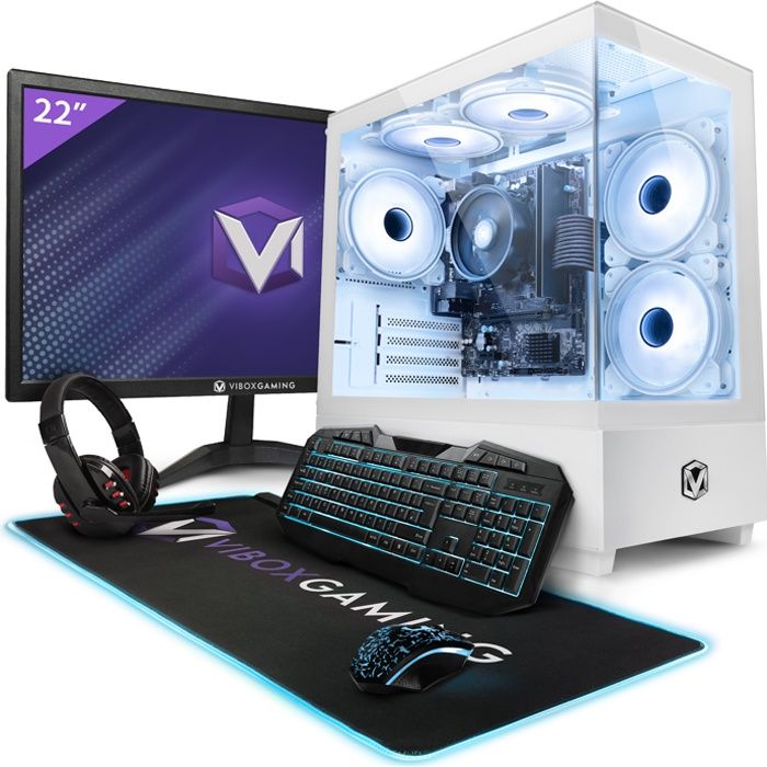 Vibox VI-222 PC Gamer – 22 Écran Pack – AMD Ryzen 3200GE 4GHz – Radeon Vega 8 – 8Go RAM – 480Go SSD – Linux – WiFi