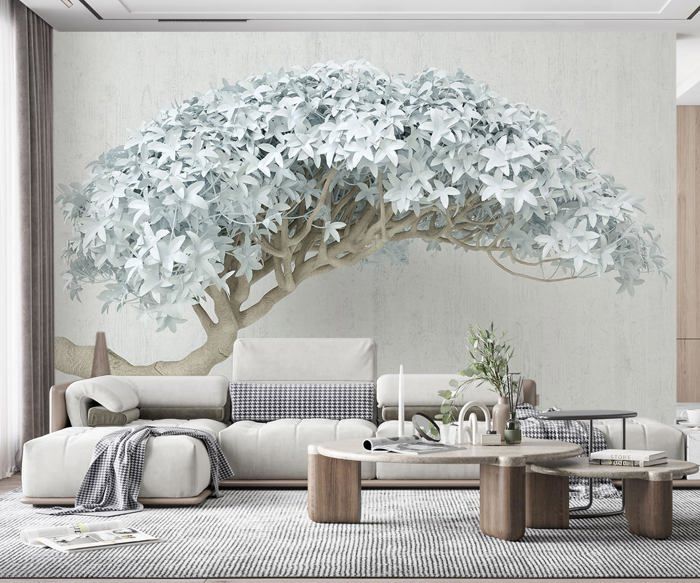 Papier Peint Panoramique 3D Arbre Coloré 400 x 280 cm Papier Peint Photo Mural Intissé, Poster Tapisserie Mural Personnalisé 3D Pour Salon Chambre Décoration Murale