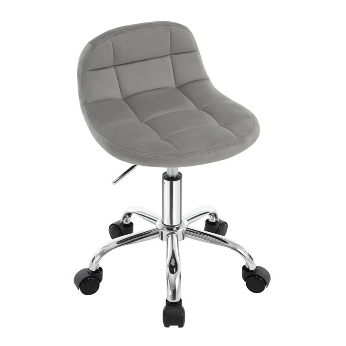 WOLTU Chaise de Bureau en Velours Tabouret Coiffeuse Pivotante à roulettes Réglable en Hauteur Gris Clair W0ATT0798