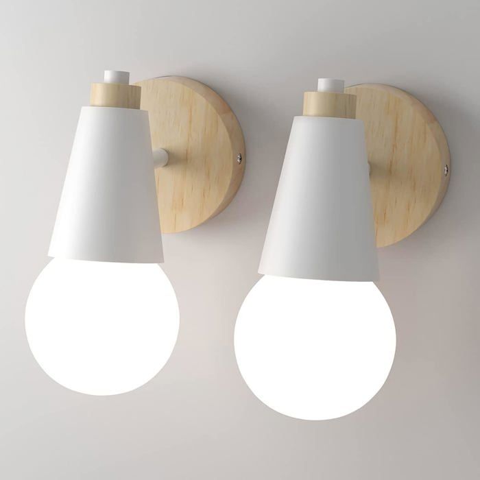 Applique Murale Intérieur Vintage Lampe Murale 360° Rotative Lampe de Mur Bois E27 Appliques pour Chambre à Coucher Restaurant