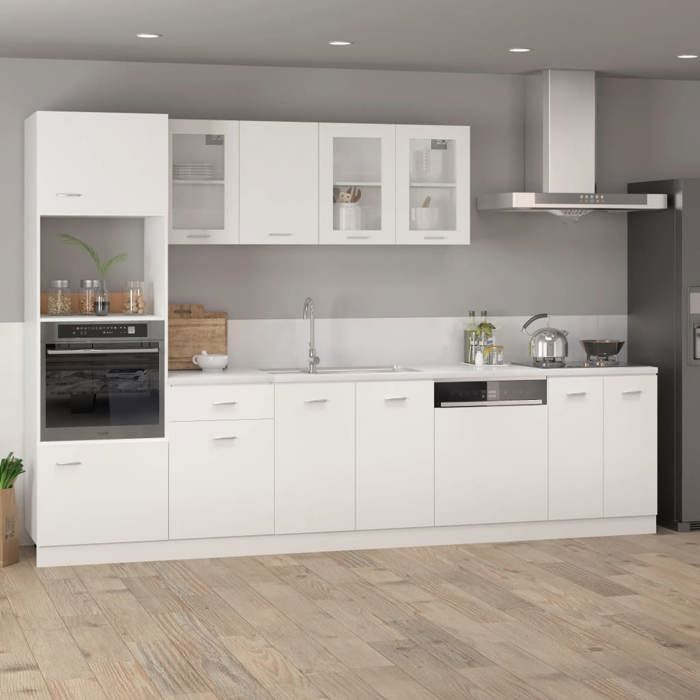 Meuble bas cuisine Moderne - Armoire à micro-ondes Lyon - Blanc Bois d’ingénierie LL312