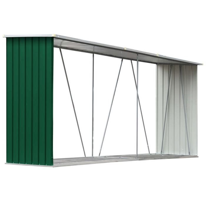 Abri De Stockage De Bois En Acier Galvanisé - 330x84x152 Cm, Marron, Neuf