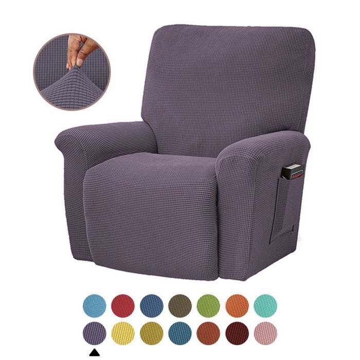 NEWRGY Housses de Fauteuils Relax 1 Places Jacquard à carreaux Extensible Housse pour Canapé Relax Violet