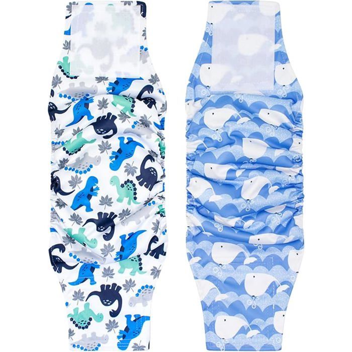 Lot De 2 Couches De Bain Réutilisables Pour Bébé - Motif Animaux - Anti-Fuite Avec Sac - 4 Tailles