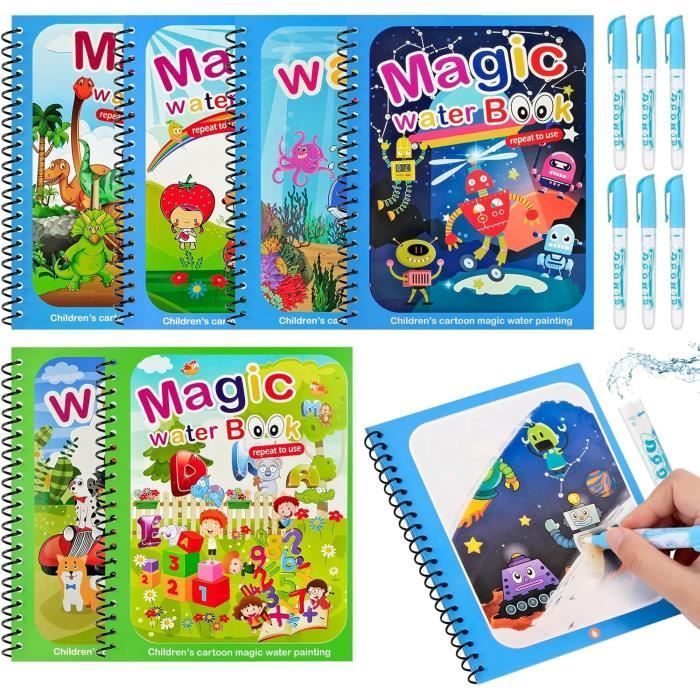 4 Livres De Dessin Magique à L'Eau Réutilisables - Kit Avec Stylo Magique - Jouet Éducatif Peinture Enfant Garçon Fille Dès 3 Ans - Cadeau Anniversaire Top