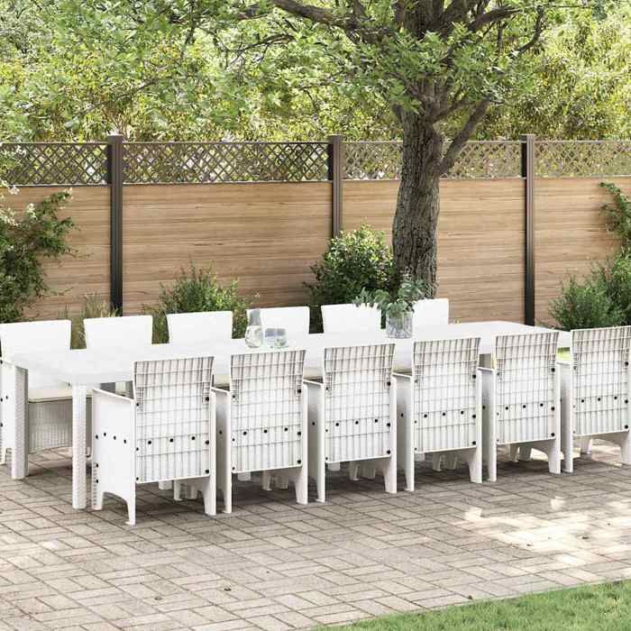 vidaXL Ensemble de jardin de 13 pièces avec coussins en rotin Table de jardin 200x100x73 cm en rotin Table de jardin 150x100x73 cm en rotin Chaises de jardin avec coussins 4 pcs en rotin - vue 6