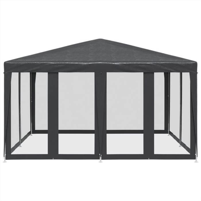 Black Month Tente de fête/Jardin - BURKE - Réglage Manuel - avec 8 parois latérales - en maille - anthracite 4x4m LV550