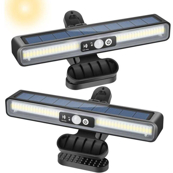 Lampes Solaires Extérieur à Détection Mouvement Lot 2 36 LED 2 Modes Blanc pour Clôture et Jardin