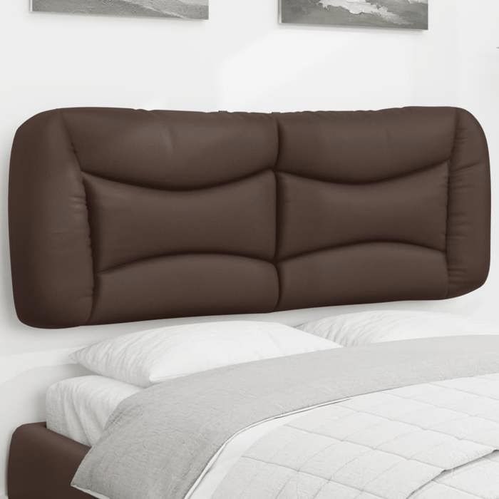 Coussin de tête de lit en similicuir - VIDAXL - 140 cm - Marron - 150x15x48 cm - Rembourrage fibre de polypropylène