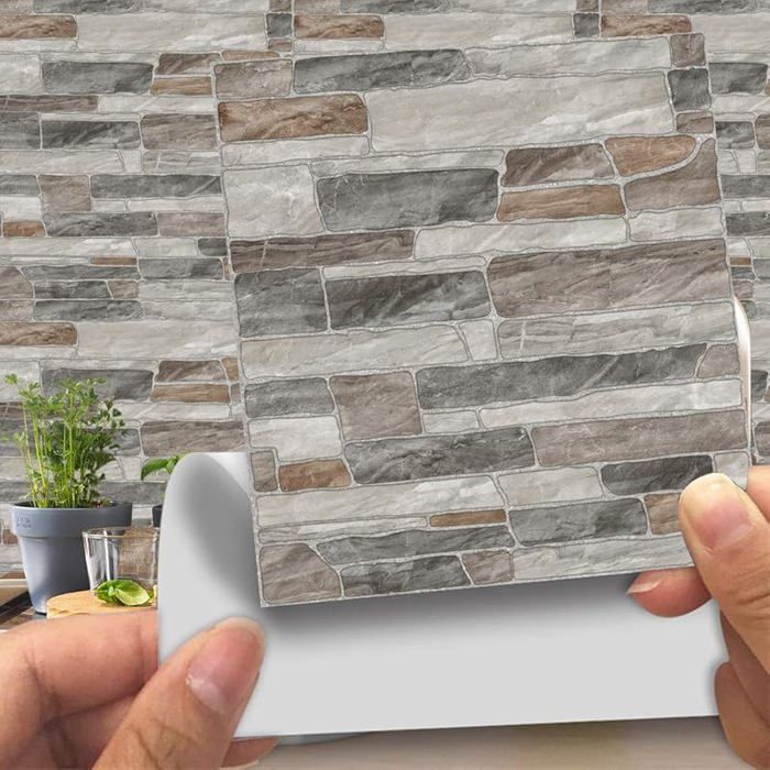 Adhésive Décorative à Carreaux pour Salle de Bains et Cuisine Stickers Carrelage 20 Pièces Imitation Cuir Style multicol CARRELAGE