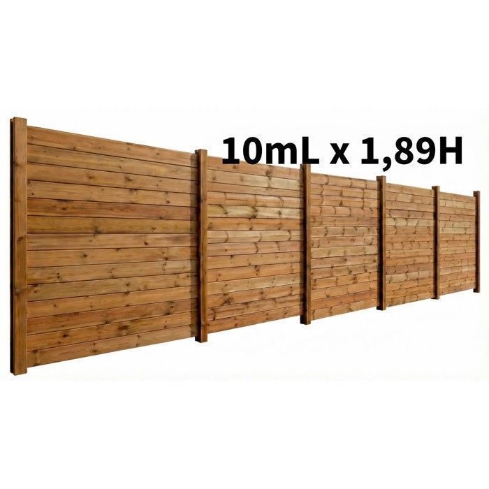 Kit clôture bois 10 ml - Hauteur 189 m -