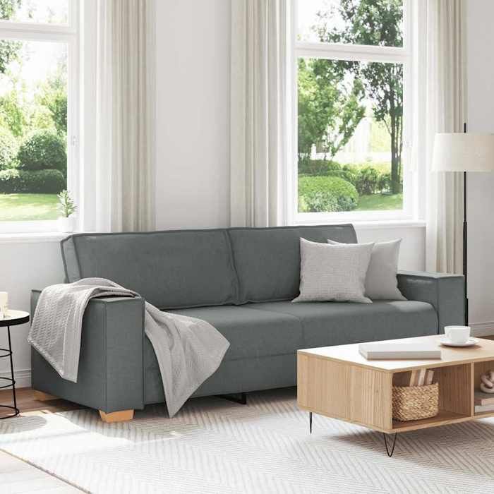 Haute Qualité Canapé 3 places moderne - ZENCORE - pour bavarder lire - Gris foncé 220x78x84cm Tissu C78349