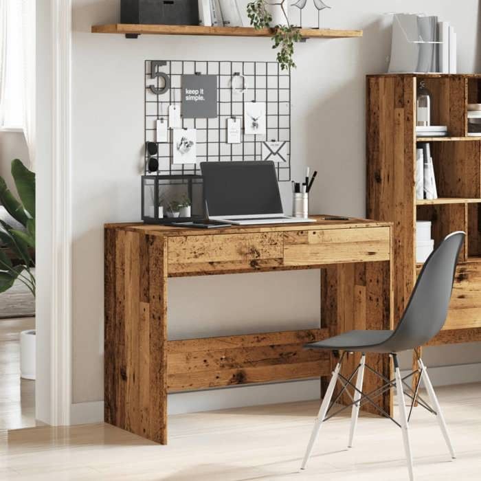 Bureau Brun Table de travail 1 personne vieux bois 101x50x765 cm bois dingénierie BBB691