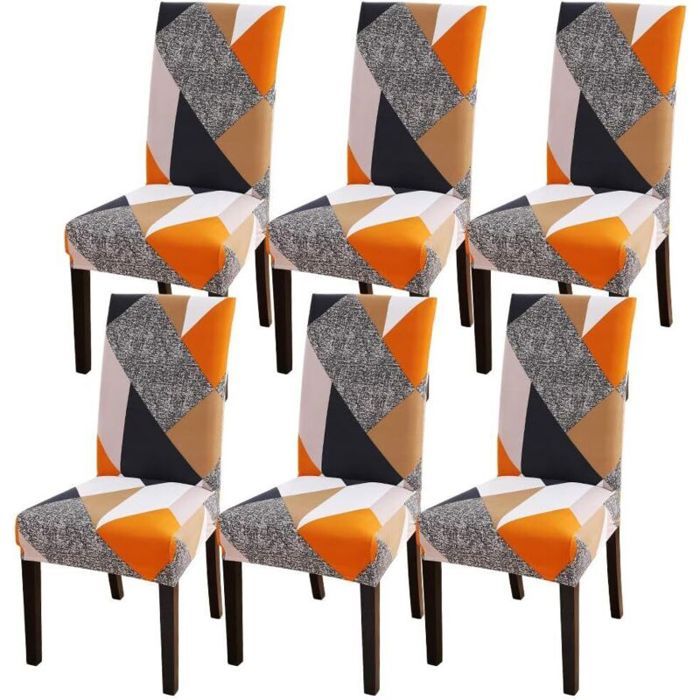 Housses de chaise extensibles - Unbrand - 6 pièces - Extensible et ajustable - 92% polyester 8% spandex