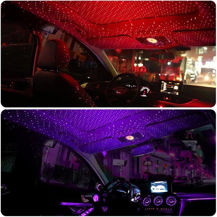 tmosphere Lights 2 lampes LED réglables pour lintérieur de voiture mini projecteur de veilleuse étoilée avec port USB