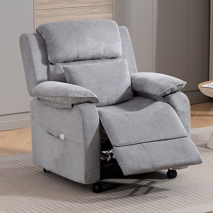 Fauteuil Relax Électrique DYHOME Fauteuil Inclinable Salon Avec Repose-Pieds en Tissu Chenille Gris