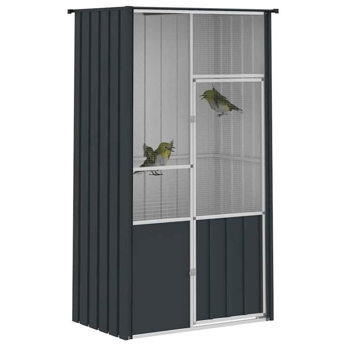 Cage à oiseaux anthracite 115x78x200 cm acier galvanisé_2 ans garantie_61720