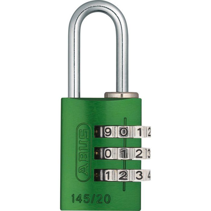 Cadenas à combinaison - ABUS - 145/20 - 3 chiffres - Aluminium vert - Usage quotidien