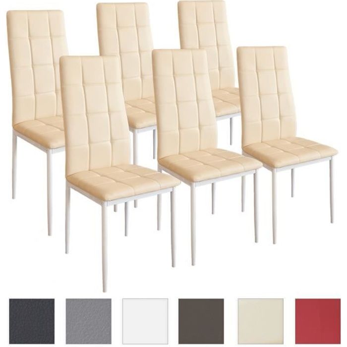 Lot de 6 chaises ALBATROS RIMINI en simili beige, design contemporain, contrôlées par SGS