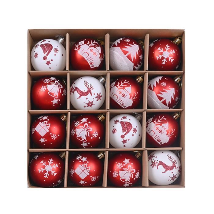 Sapin Boules Rouges Elegant Ornements - AMOUNE - Boules de Noël Rouges et Blanches - 16Pcs - 60mm ...